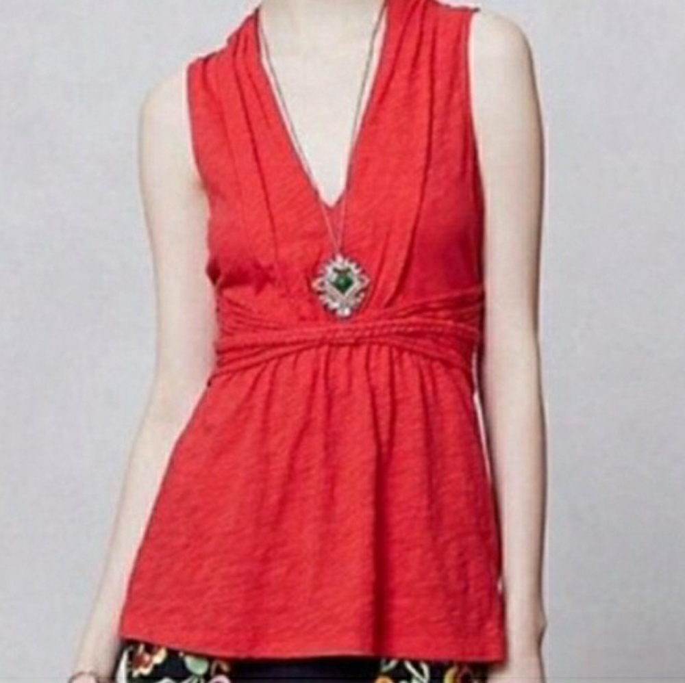 NWT Anthro Deletta Red Braided Sleeveless Top